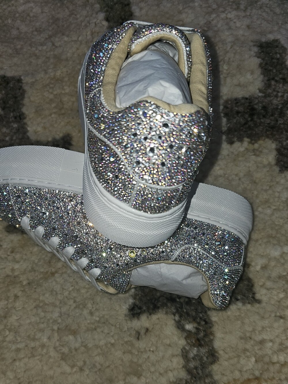 Betsey Johnson Silver Crystal Lace-Up Sneakers - Picture 11 of 12